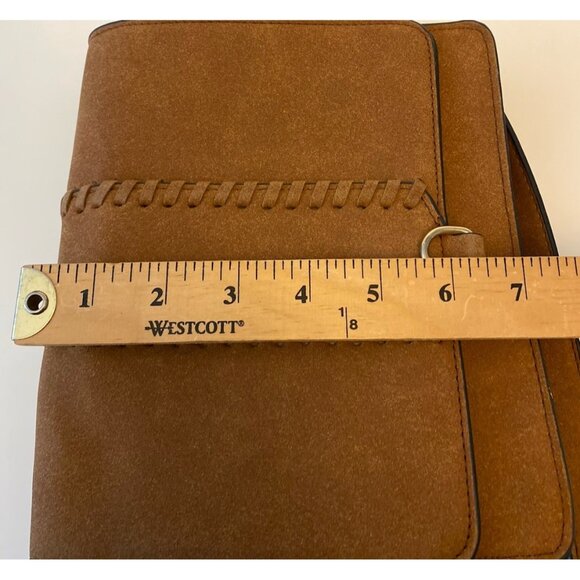 Kiss Me Couture Vegan Leather Small Crossbody Bag Laces Y2K Style Cognac Brown - Picture 11 of 16